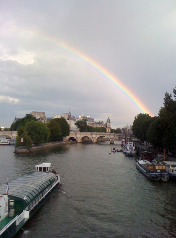 Another nice memory. Crossing the Seine with Friends from the Cafe de Flore., we Spotted this wonderful rainbow.  Who was there?